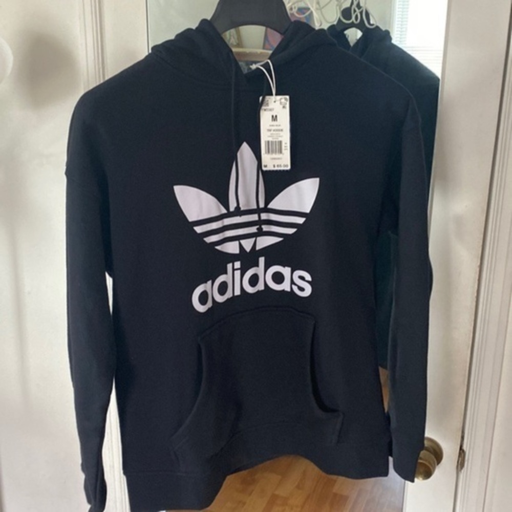 Black/white Adidas TRF Hoodie size M - Picture 1 of 4